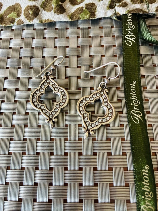 Brighton Jewelry - Brighton Silver-Tone Quatrefoil Crystal Dangle Earrings